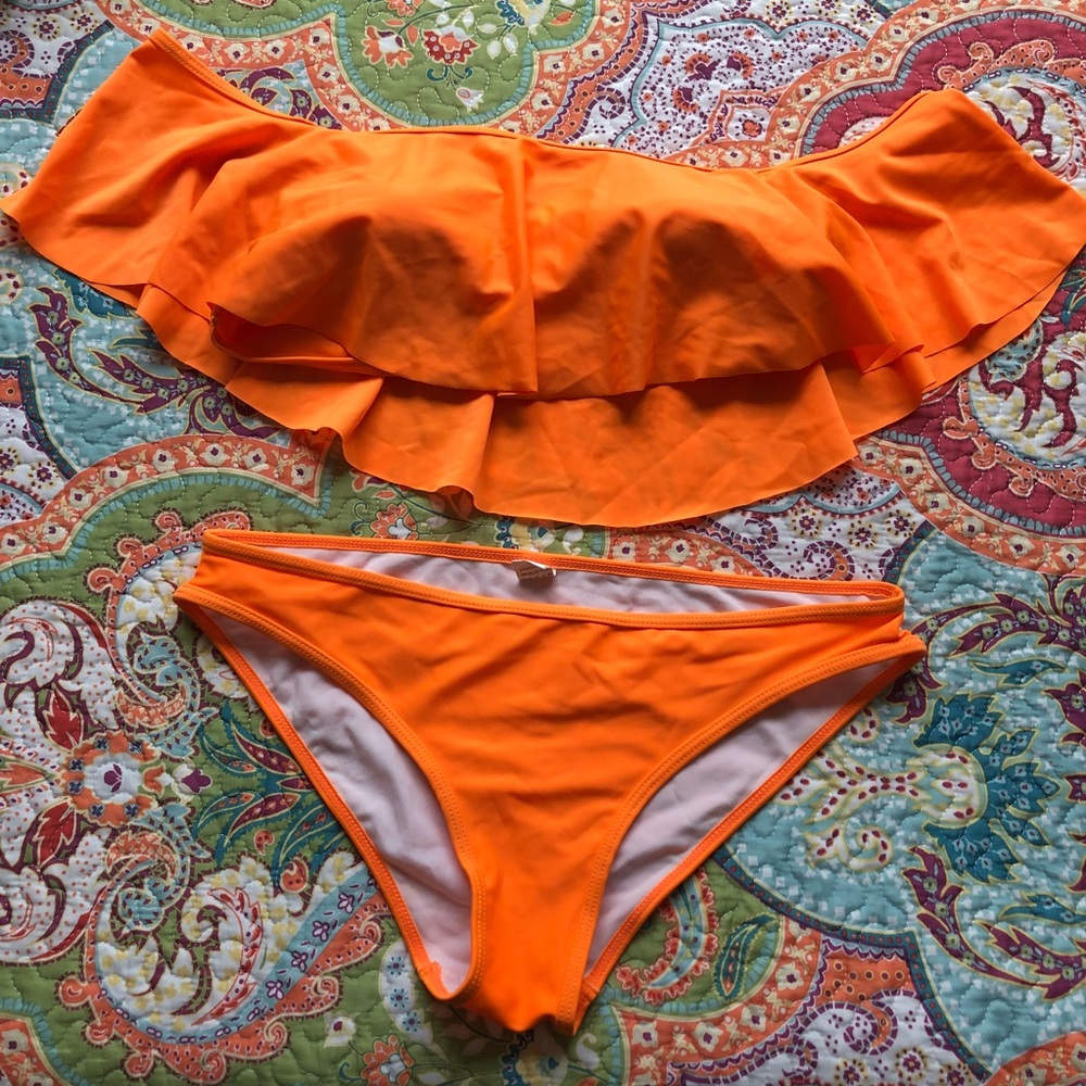 Orange off the shoulder bikini